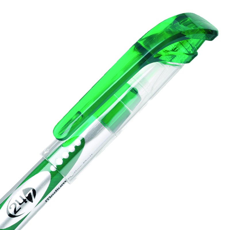 Pentel 24/7 Roller Ball Pen Medium Line, Green Ink, Box of 12 (BLD97-D) - Image 2